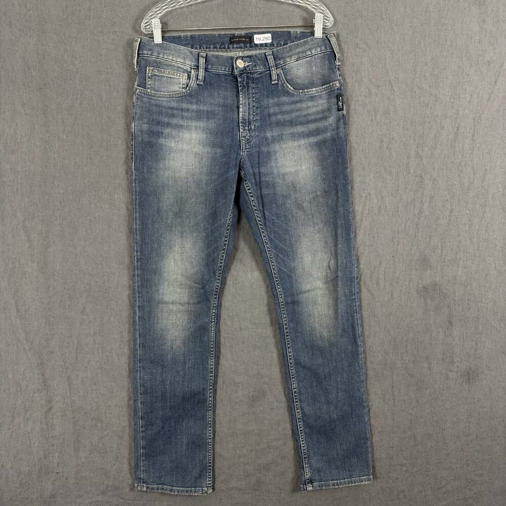Silver Jeans Men's Size 34/32 Blue Denim Slim Straight Leg Jeans